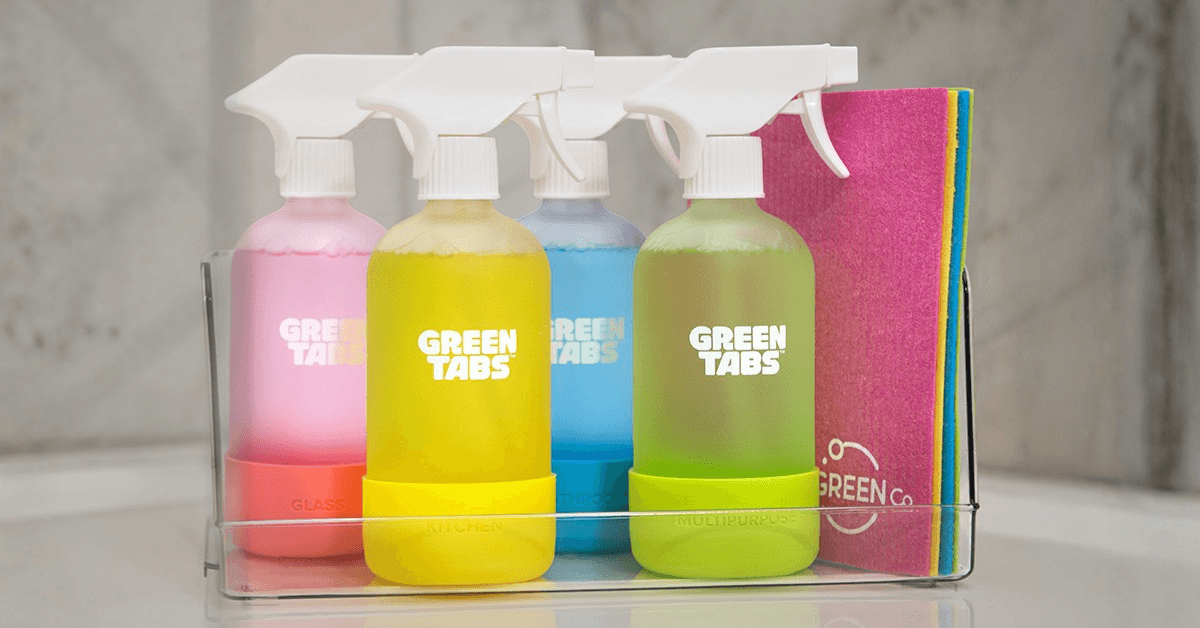 eco friendly cleaning sprays from the green co with cellulose dishcloths
