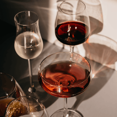 Alcohol glasses with variety of alcohol