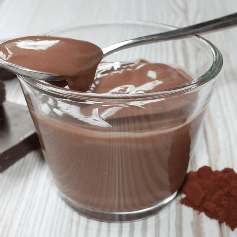 chocolate pudding in glass dish